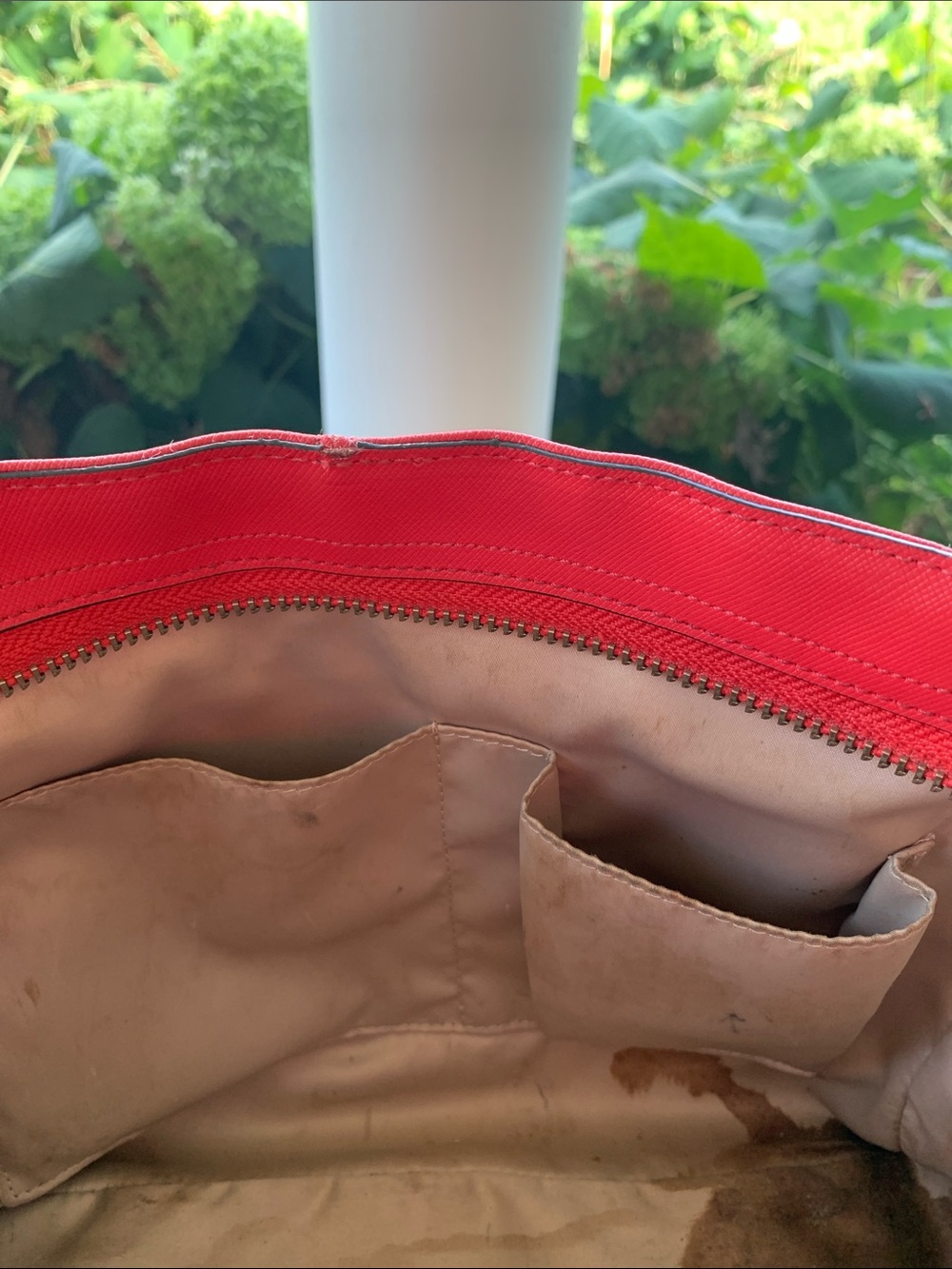 Coach Coral Red Leather Bag with Signature Charm - Picture 6 of 7